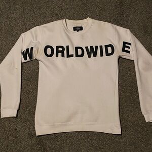 Eighty Eight White Crewneck with Black Worldwide Graphic